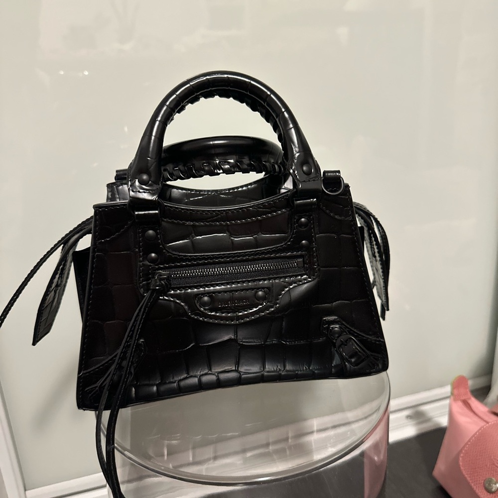 Balenciaga Black Crocodile-Embossed Mini Bag